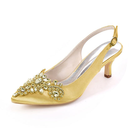 for with Heels Crystal - Beige Slingback Embellishment Women