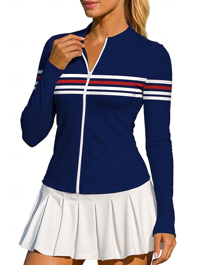 Women's Geometric Stripes Tops Sport Shirt Tennis Shirt