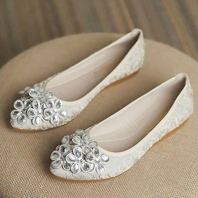 Embellished Floral - Wedding Crystal Women's Foldable Flats
