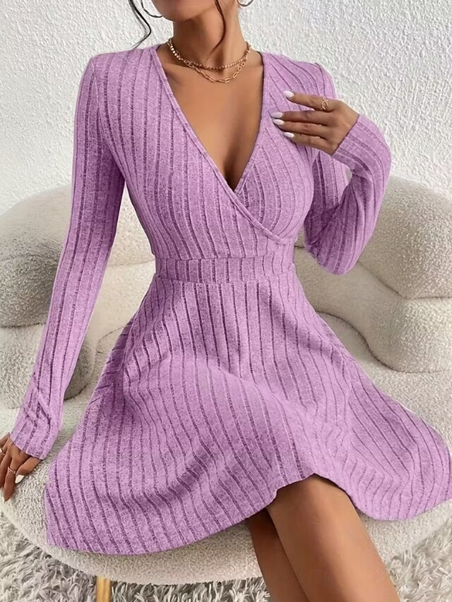 Women's Knee Length Dress Sweater Dress A Line Dress