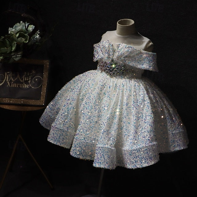 Kids Party Girls' Dress Short Solid Sleeve Color