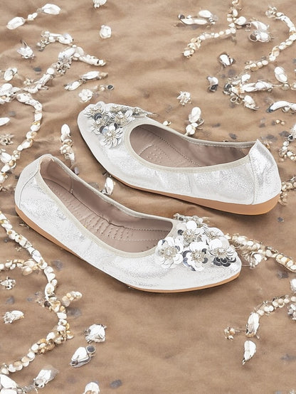 Comfortable Women's Foldable – Floral Flats Embellished