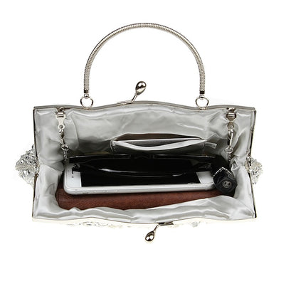 Vintage White Evening Beaded – Purse Women's Clutch
