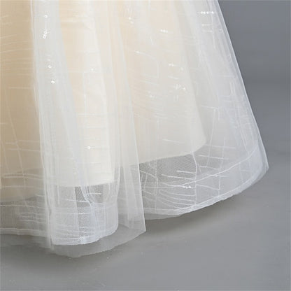 Party Girl Flower Kids Dress Girls' Solid Color