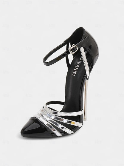 Women's Leather Patent Heels Stiletto and - Black Red