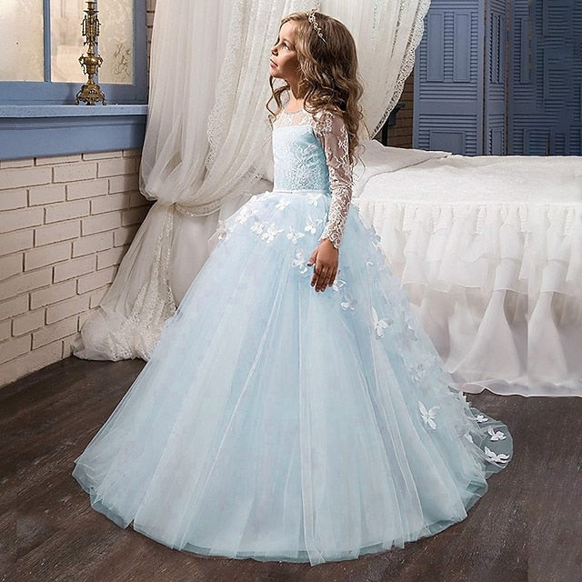 Color Solid Girls' Communion Kids First Dress Party