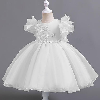 Kids Party Girls' Sequin Sleeveless Dress Floral Wedding