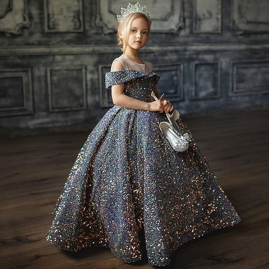 Solid Party Dress Girls' Color Kids Girl Flower