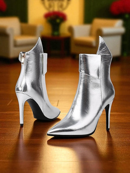 Metallic - Ankle Boots Stiletto Toe Women's Pointed Gold