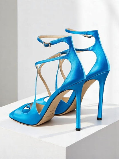 Satin Elegant Stiletto Lavender - Heels Crisscross Women's