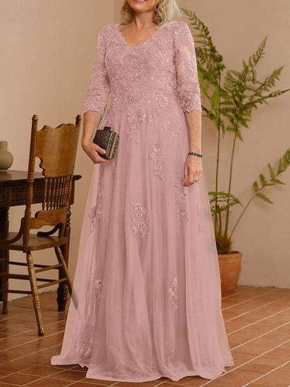 Bride the A-Line Elegant Dress of Neck Wedding Guest Mother V