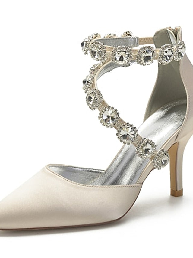 Purple Shoes Women's with Heel High Satin Rhinestone