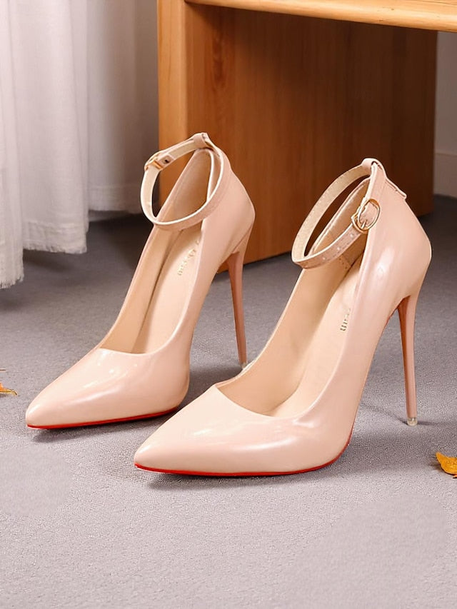 Stiletto Ankle Heels with Leather Women's Patent Black