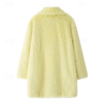 Women's Pocket Warm Fur Faux Furs Coat Comfortable