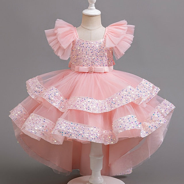 Dress Sleeveless Sequin Wedding Girls' Special Kids Party