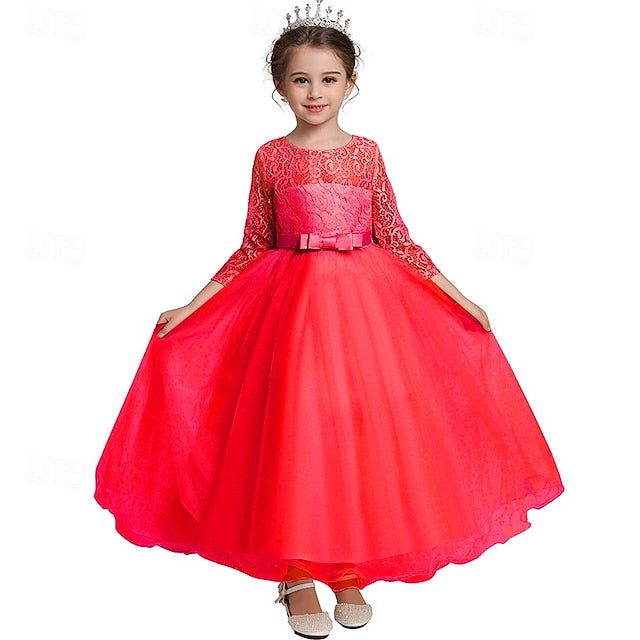 Flower Wedding Dress Kids Half Girl Sleeve Girls'