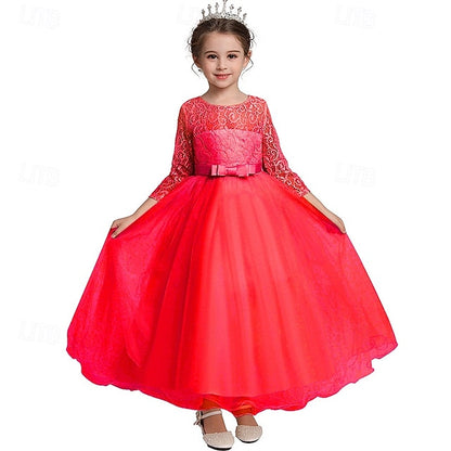 Flower Wedding Dress Kids Half Girl Sleeve Girls'
