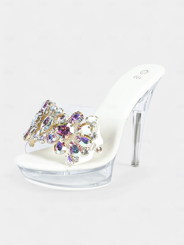 Clear Rhinestone Embellished Heels Women's – Platform