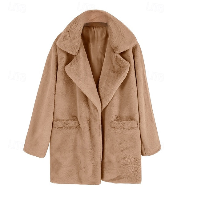 Comfortable Faux Coat Fur Casual Pocket Women's Warm