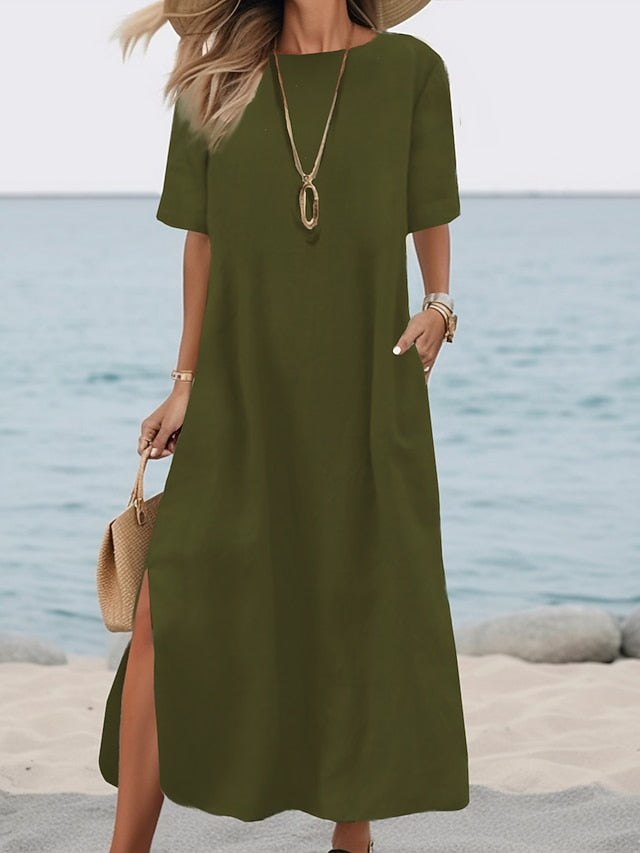 Women's ArmyGreen Black White Summer Spring Fall Maxi Dress