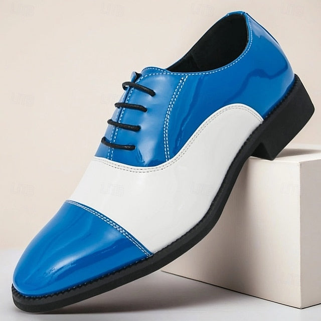 Patent – Red Oxford Men's and White Shoes Leather