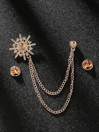Star Elegant Crystal Stylish – with Lapel Chains Gold Pin