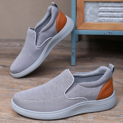 – Knit Navy Stretch Slip-On Sneakers Breathable Men's