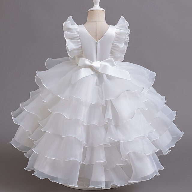 Kids Floral Dress Party Girls' Asymmetrical