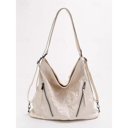 Schwarze Hobo-Tasche aus Leder für Damen – Lack-Crinkle-Tasche Sleek