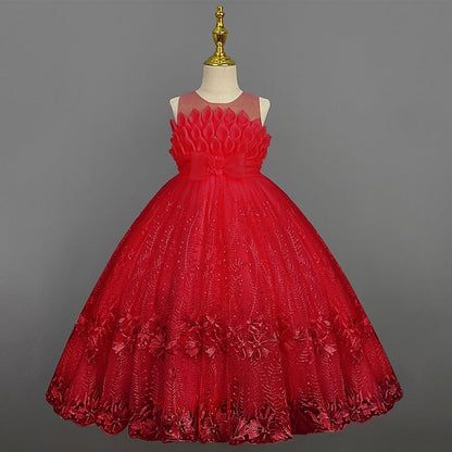 Girl Girls' Solid Flower Kids Dress Colored