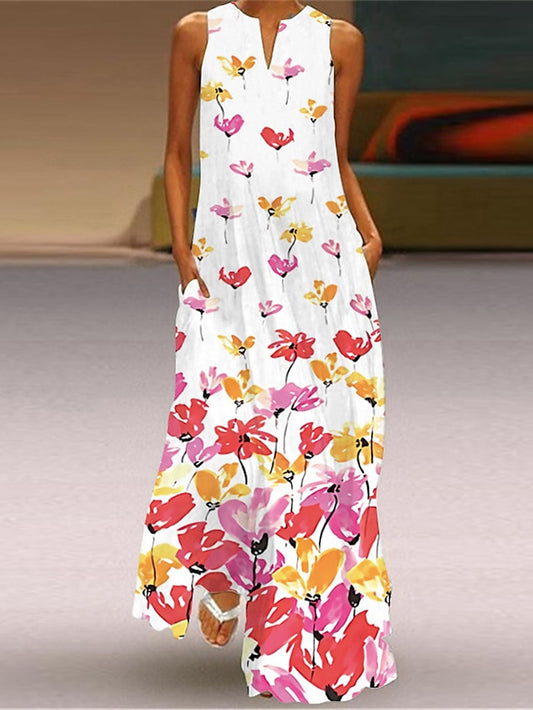 Women's Valentine Dress Tank Dress Floral Butterfly Pocket