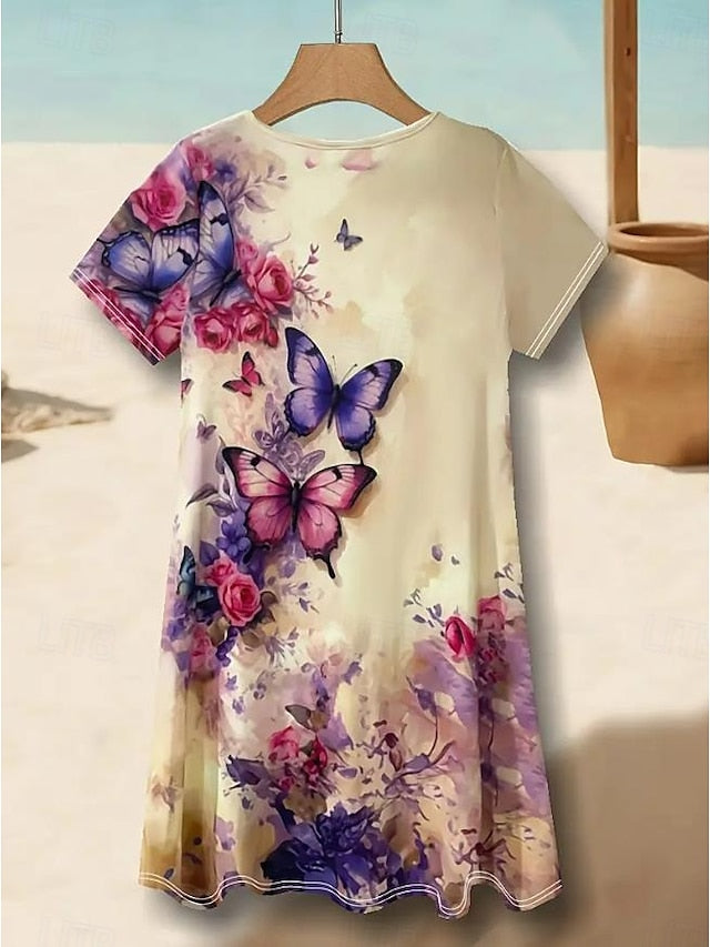 Women's Mini Dress A Line DressT Shirt Dress Tee Dress