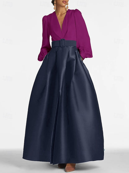 Wedding High Formal Guest Gown Floor Dress A-Line Evening Split