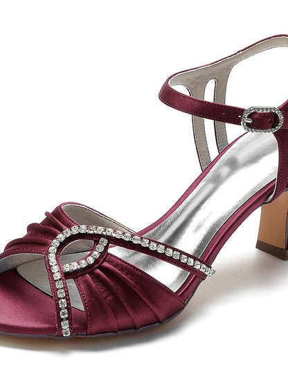 Women's Satin Blue Sandals Heeled Navy Rhinestone –