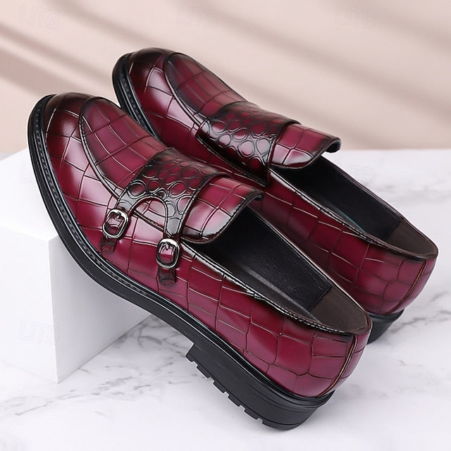 Pattern – Faux Crocodile Leather with Brown Men's Loafers