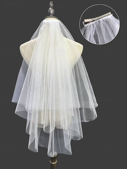 Veil Bridal Soft with – Tulle Elegant Classic Two-Layer