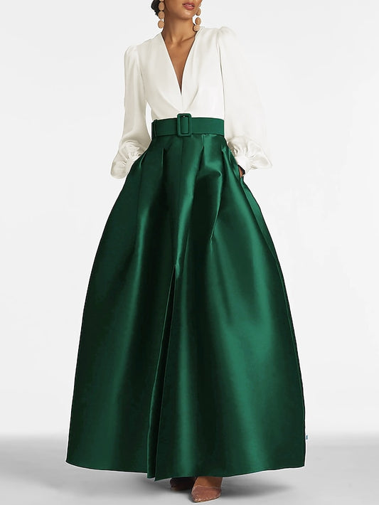 Wedding High Formal Guest Gown Floor Dress A-Line Evening Split