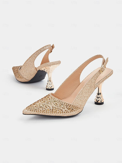 – Pumps Glitter Women's Slingback Sparkling Pointed Toe