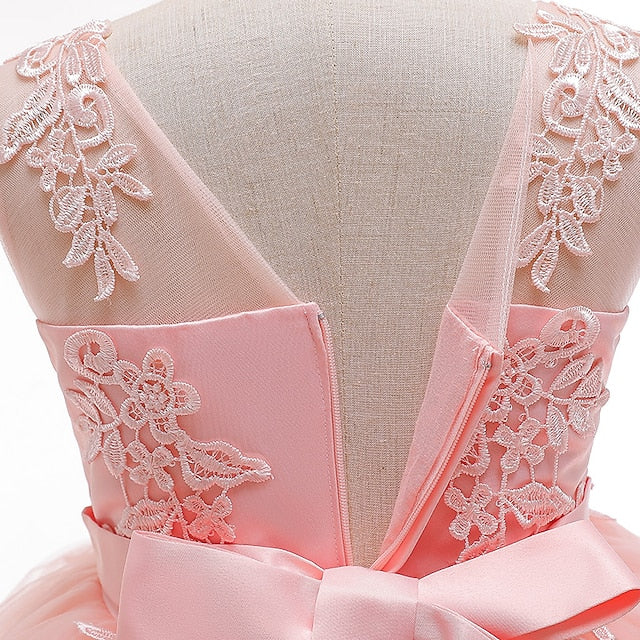 Girls' Sleeveless Color Dress Party Kids Solid