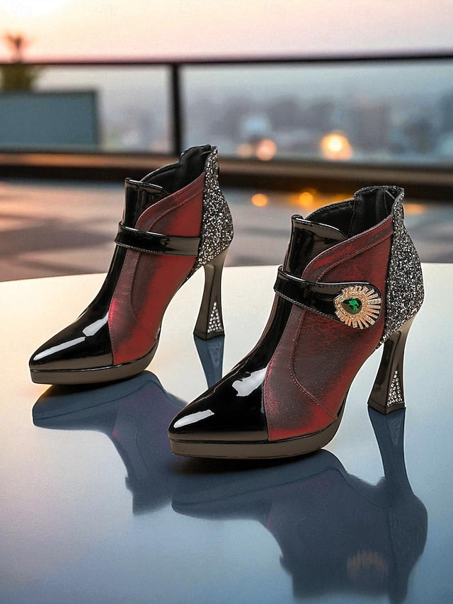 Glitter Women's High Boots Heel Ankle