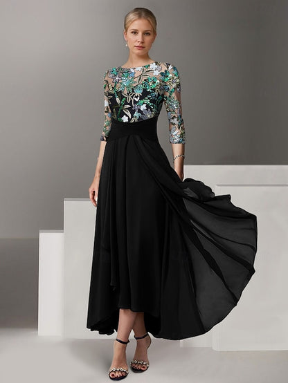 A-Line the Overskirt Bride of Embroidered Elegant Dress Mother