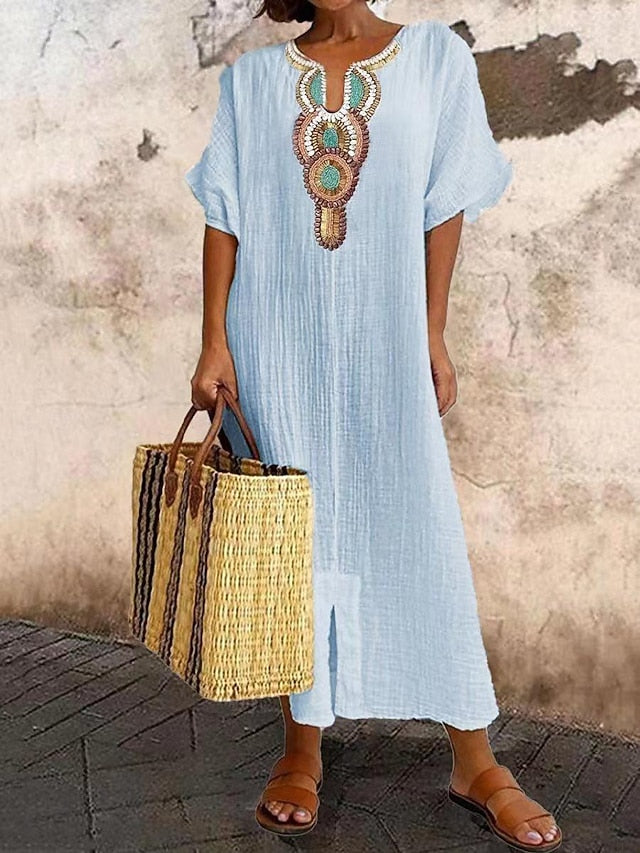 Women's Blue White Pink Summer Spring Maxi long Dress Maxi