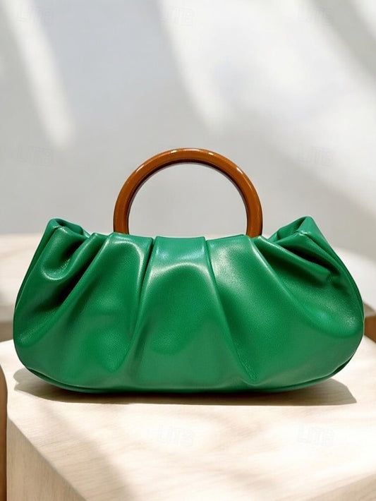 Faux Bag Clutch Pleated Acrylic with Leather Women's Tote