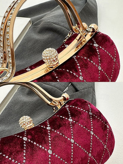 Quilted Diamond Women's Velvet - with Accents Purse Evening