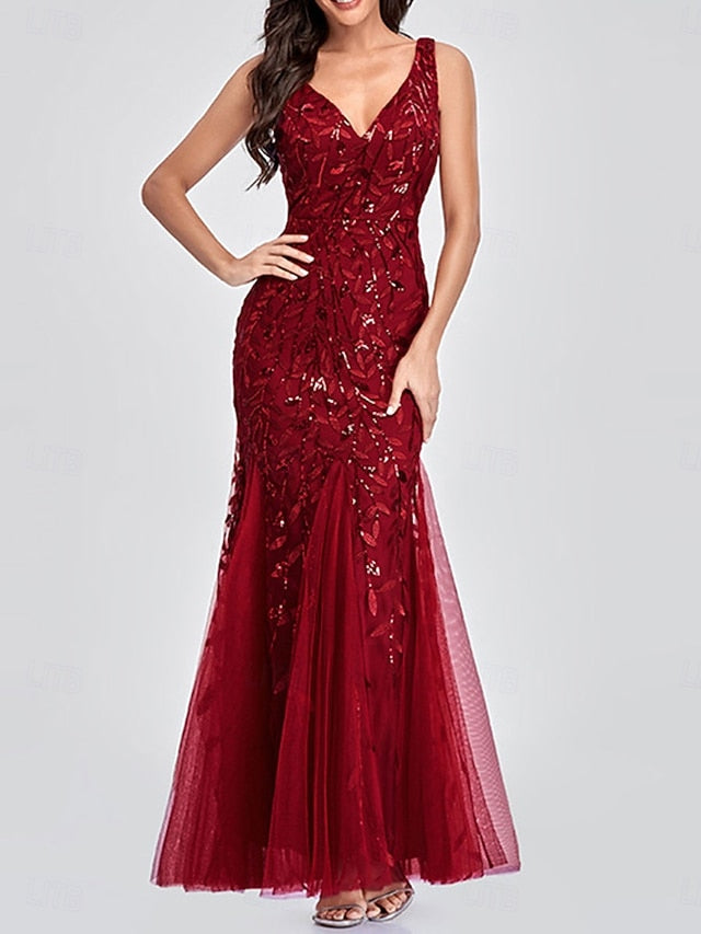 Bride the Floor Dress Neck V Mother Elegant of Party