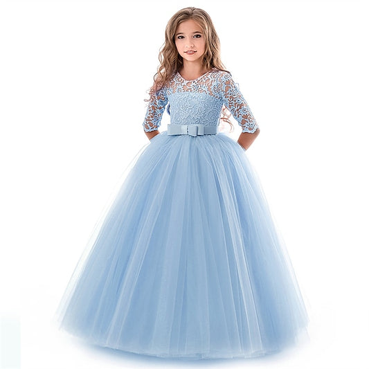 Flower Wedding Dress Kids Half Girl Sleeve Girls'