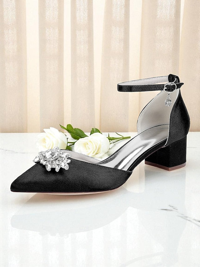 Burgundy Wedding Satin Women's with Shoes Block Heel