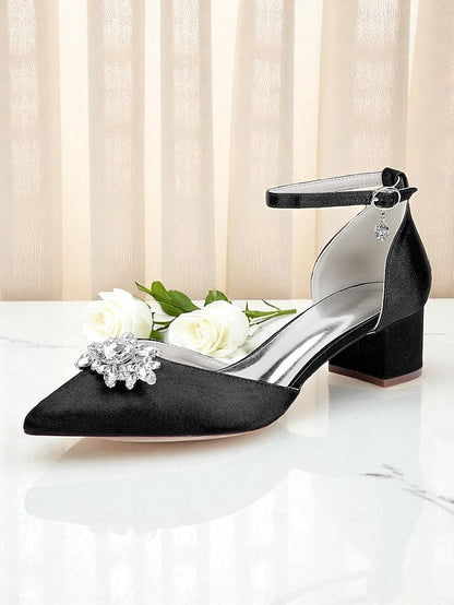 Burgundy Wedding Satin Women's with Shoes Block Heel