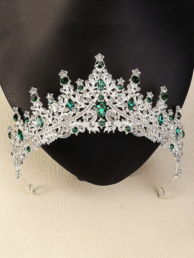 – Sparkling Set Gold-Plated Tiara Diamond Necklace Crown and