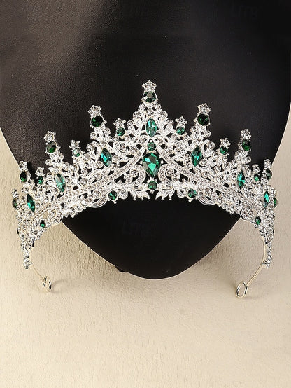 – Sparkling Set Gold-Plated Tiara Diamond Necklace Crown and